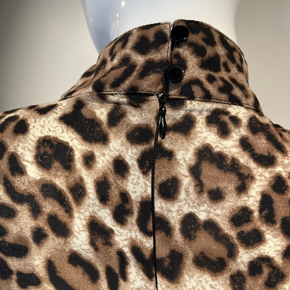 J. Garcia Tops - Garcia, leopard blouse, size small, NWT , ruffle, long sleeve, high neck